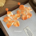 Fabric Raffia Straw Flower Stud Earrings For Women Island Summer Vacation Style Jewelry view 2