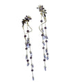 Artificial Crystal Purple Wisteria Butterfly Long Tassel Drop Earrings view 5
