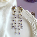 Artificial Crystal Purple Wisteria Butterfly Long Tassel Drop Earrings view 3