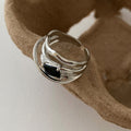 Dark Gothic Copper Bangle With Triple Layer Square Zircon Geometric Open Ring Design view 4