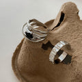 Dark Gothic Copper Bangle With Triple Layer Square Zircon Geometric Open Ring Design view 2