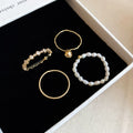 14K Gold Plated Zircon Freshwater Pearl Geometric Round Ring For Fashion OL Style view 2