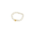 14K Gold Plated Zircon Freshwater Pearl Geometric Round Ring For Fashion OL Style view 5