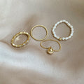 14K Gold Plated Zircon Freshwater Pearl Geometric Round Ring For Fashion OL Style view 4