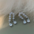 18K Gold Plated Copper Zircon Teardrop Tassel Clip-on Earrings For Women view 2