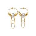 Vintage European Style Copper C-Shaped Pearl Stud Earrings For Women view 5