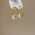 Vintage European Style Copper C-Shaped Pearl Stud Earrings For Women view 2
