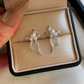Playful Bow Faux Pearl Stud Earrings For Women Delicate Silver Needle Spring Summer Jewelry view 3