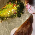 Copper Sparkling Rhinestone Heart Ear Cuff Stud Earrings, Korean Minimalist Chic Jewelry view 4