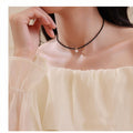 Old Money Faux Pearl Necklace With Gold Heart Round Ball And Square Crystal Pendants view 3