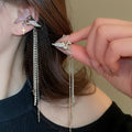 Copper Rhinestone Pegasus Star Tassel Clip-on Earrings Elegant Metal Style For Women view 1
