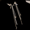 Copper Rhinestone Pegasus Star Tassel Clip-on Earrings Elegant Metal Style For Women view 2