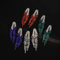Luxury Full Rhinestone Lightning Tassel Long Drop Alloy Color Crystal Evening Statement Earrings view 2
