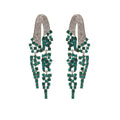 Luxury Full Rhinestone Lightning Tassel Long Drop Alloy Color Crystal Evening Statement Earrings view 5