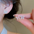 Minimalist Copper Zircon Star Heart Stud Earrings Korean Sweet Style Jewelry view 2