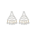 18K Gold Plated Copper Zircon Geometric Round Triangle Pendant Drop Earrings With Silver Pins view 5