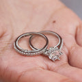 Silver-Tone Round Crystal Three-Piece Ring Set Jewelry view 3
