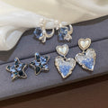 Faux Pearl Heart Pendant Drop Earrings For Women French Sweet OL Style Silver Needle Jewelry view 3