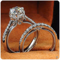 Silver-Tone Round Crystal Three-Piece Ring Set Jewelry view 6