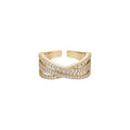 14K Gold Plated Copper Zircon X Crossover Open Ring For Women Geometric Everyday Index Finger Jewelry view 5