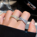 14K Gold Plated Copper Zircon X Crossover Open Ring For Women Geometric Everyday Index Finger Jewelry view 1