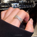 14K Gold Plated Copper Zircon X Crossover Open Ring For Women Geometric Everyday Index Finger Jewelry view 3
