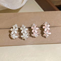 Copper Enamel Flower C Shape Pearl Stud Earrings Elegant Fresh Style Women's Jewelry view 3