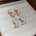 Copper Enamel Flower C Shape Pearl Stud Earrings Elegant Fresh Style Women's Jewelry view 1