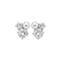 Silver Needle Dopamine Zircon Flower Faux Pearl Geometric Stud Earrings Light Luxury Style view 5