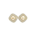 18K Gold Plated Silver Pin Zircon Rhombus Faux Pearl Stud Earrings For Women view 5