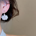 Fresh Style Round Flower Faux Pearl Stud Earrings With Silver Pins Elegant Light Luxury Design view 4