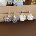 Fresh Style Round Flower Faux Pearl Stud Earrings With Silver Pins Elegant Light Luxury Design view 3