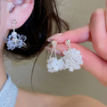 Fresh Style Round Flower Faux Pearl Stud Earrings With Silver Pins Elegant Light Luxury Design view 2