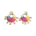 Vacation Style Raffia Shell Stud Earrings Necklace Jewelry Set With Round Beach Design view 5