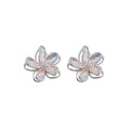 Copper Enamel Flower Stud Earrings With Silver Posts, Sweet Minimalist Elegant Fashion Jewelry view 5