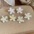 Copper Enamel Flower Stud Earrings With Silver Posts, Sweet Minimalist Elegant Fashion Jewelry view 2