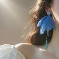 Artificial Crystal Zircon Chiffon Flower Water Drop Stud Earrings Beach Vacation Light Luxury view 2