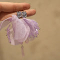 Artificial Crystal Zircon Chiffon Flower Water Drop Stud Earrings Beach Vacation Light Luxury view 3
