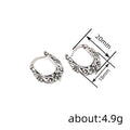 Antique Silver U Shaped Flower Texture Metal Ear Cuffs For Women, Vintage Distressed Ear Jewelry Earrings view 4
