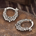 Antique Silver U Shaped Flower Texture Metal Ear Cuffs For Women, Vintage Distressed Ear Jewelry Earrings view 3
