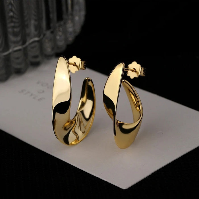 Minimalist U-Shaped Irregular Metal Stud Earrings Y2K Trendy Fashion Jewelry For Women
