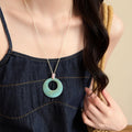Summer Island Old Money Acrylic Round Pendant Leather Cord Sweater Necklace For Women view 4