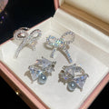 Light Luxury Copper Bow Pearl Zircon Clip-on Earrings For Women Non Pierced Ear Cuffs view 4