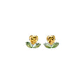 Copper Heart Flower Zircon Pearl Stud Earrings With Enamel Detail Light Luxury Versatile Jewelry view 5