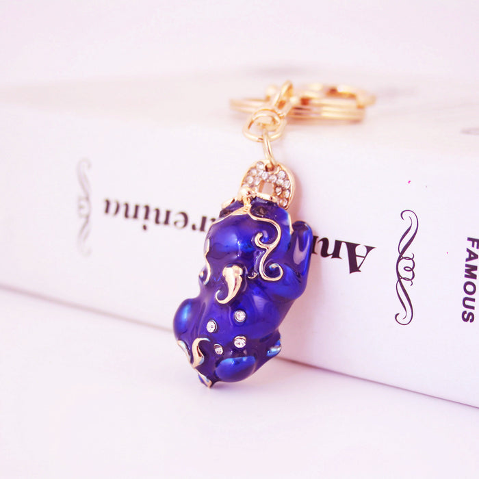 Chinese Lucky Rhinestone Pixiu Keychain Feng Shui Car Charm