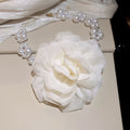 Old Money Style Stainless Steel Chiffon Flower Faux Pearl Clavicle Necklace For Women view 2