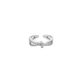 Modern Minimalist Copper Zircon Double Layer Open Ring For Women, Geometric Round Adjustable Ring view 5