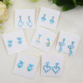 Elegant Sweet Blue Enamel Alloy Bowknot Heart Flower Cat Pearl Stud Dangle Drop Earrings view 2
