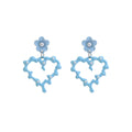 Elegant Sweet Blue Enamel Alloy Bowknot Heart Flower Cat Pearl Stud Dangle Drop Earrings view 5