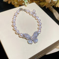 Elegant Butterfly Zircon Bangle With Faux Pearl Rose Charm Light Luxury Women's Bracelet view 3